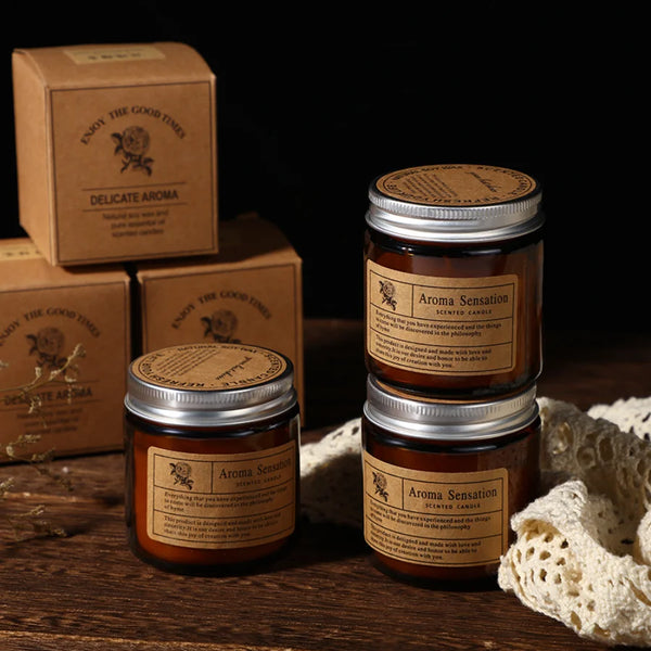 Amber Glass Candle – Soft Cozy Glow for Calm Evenings & Elegant Home Decor | Minimalist Soy Wax Gift (2.8 oz)